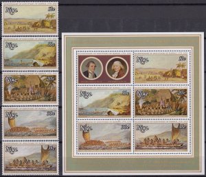 NIUE 1978 Captain Cook's Discovery of Hawaii, Set of 5 & M/S MNH 