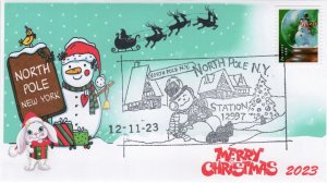 23-267, 2023, Christmas, Event Cover, Pictorial Postmark,  North Pole NY, Snowma