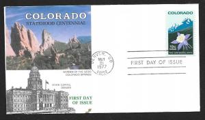 UNITED STATES FDC 20¢ Colorado Statehood 1977 Spectrum