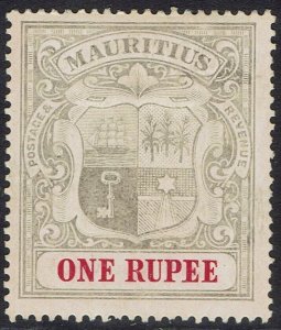 MAURITIUS 1904 ARMS 1R WMK MULTI CROWN CA