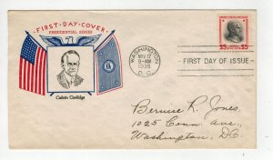 1938 PRESIDENTIAL SERIES HIGH VALUE $5 CALVIN COOLIDGE FIDELITY + RED STRIPES