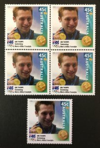 Australia - Olympics 2000 - Swimming - Jim Thorpe - Block of 4 + Single - MNH