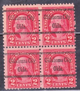 Precancel - Oklahoma City, OK PSS 634-45 Block of 4 - No Gum