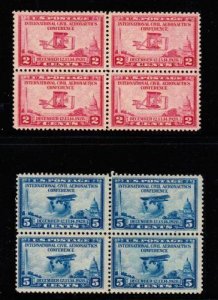 U S  Scott # 649-659   2c and 5c Aeronautics Conference Blocks of Four (4) MNH