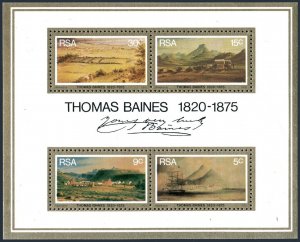 South Africa 446a, MNH. Mi Bl.3. Painting by Thomas Baines, 1975. Views, Ship.