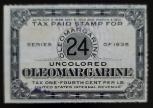 Series of 1935, U.S. Internal Revenue, Uncolored Oleomargarine 1/4 Cent per LB.