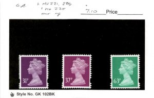 Great Britain, Postage Stamp, #MH221, 225, 235 Mint NH, 1990 Machins Queen (AB)