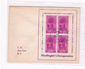 Bernet-Reid Uncut Envelope Scott #854 150th Anniversary Washington Inauguration