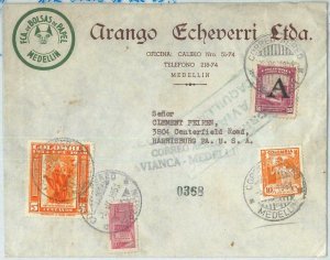 69210 - COLOMBIA - POSTAL HISTORY - AIRMAIL COVER to the USA  1951 - ORCHIDS