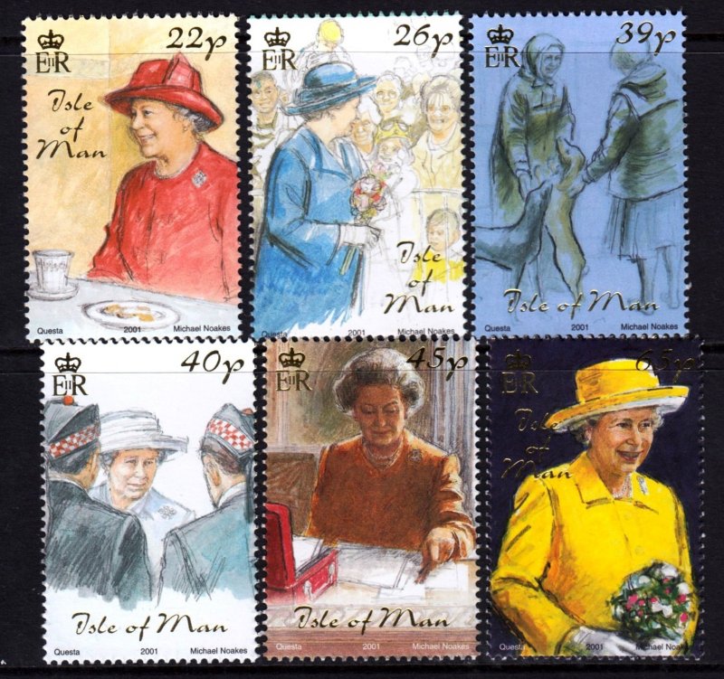 Isle of Man 2001-02 Queen Elizabeth II Complete Mint MNH Set SC 929-934