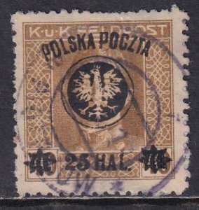 Poland 1918 Sc 34 Austrian Military Surcharged Stamp Used