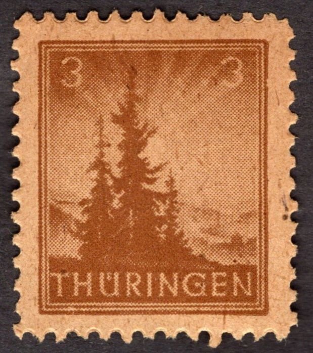 1945, Germany, Soviet Occupation of Thuringia 3pf, MNH, Sc 16N1