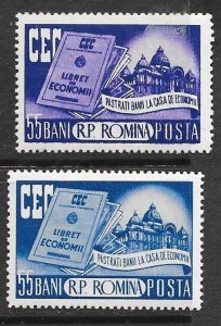 ROMANIA Sc 1078-9 NH issue of 1955 - BANK