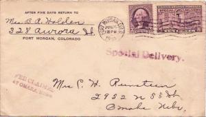 United States Colorado Fort Morgan 1935 machine  3c Washington and 10c Motorc...