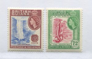 British Guiana QEII 1954 48 and 72 cents mint o.g. hinged