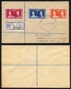 New Zealand 1937 Coronation on a Cover