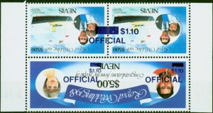 Nevis 1983 $1.10 on $5 Tryptych SG027var-028var Opt Inverted with Missing Dot...