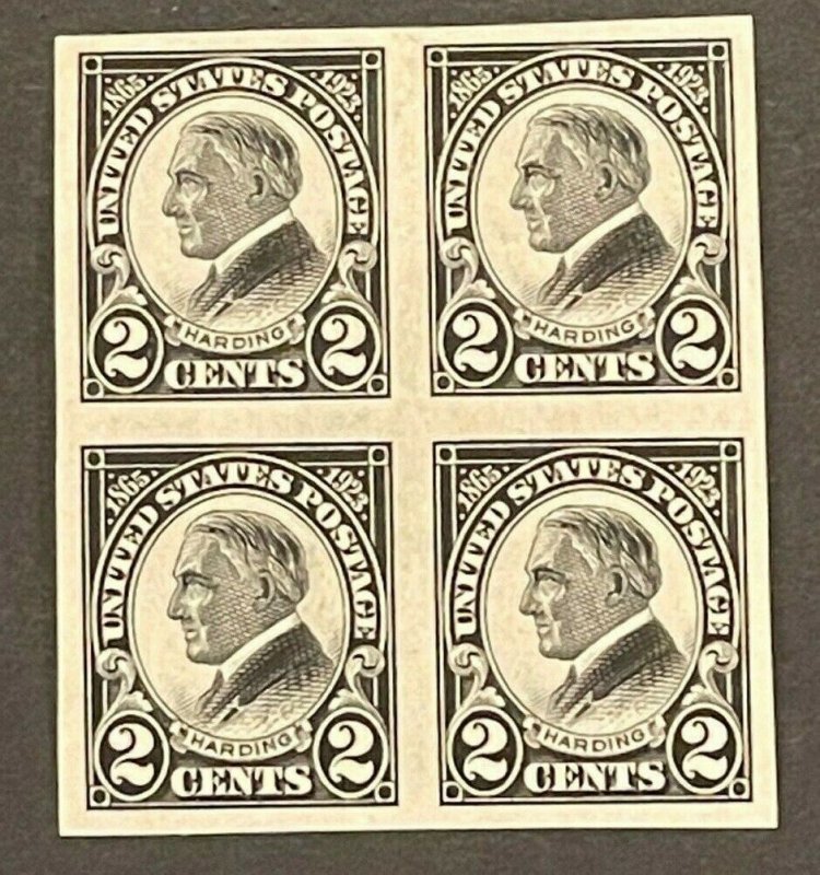 Scott#: 611 - Harding 2c 1923, Imperf Block of 4, Mint MNH OG - Lot 3