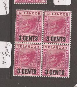 Malaya 1894 Selangor Tiger SG 53 block of 4 MNH (1aub)