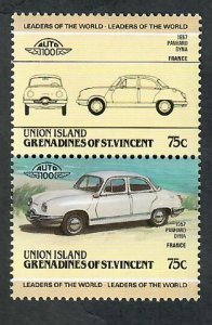 St. Vincent Grenadines - Union Island #152 Cars MNH attached pair