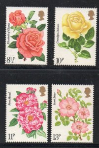 Great Britain Sc 786-789 1976 Roses stamp set mint NH