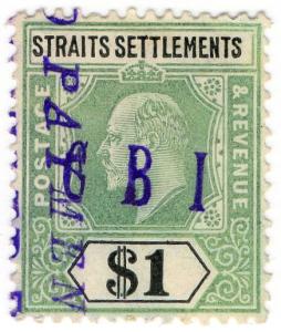 (I.B) Malaya (Straits Settlements) Revenue : Duty Stamp $1 (CBI pre-cancel)