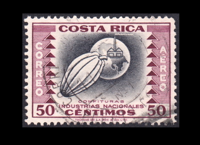 COSTA RICA AIRMAIL STAMP 1954. SCOTT # C236. USED
