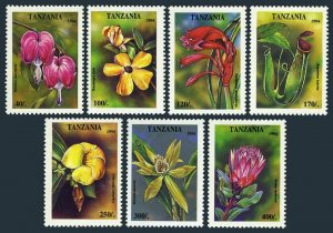 Tanzania 1303-1309,1310,MNH.Michel 1880-1886,Bl.263. Tropical Flowers 1995.