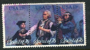 1629-31 13¢ Bicentennial Issue Strip of Three, Used  VF