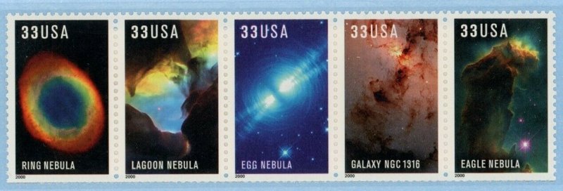 US Stamp #3384-3388a Hubble Telescope Images 33c - Strip of 5 - MNH - CV $3.25