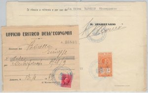 55412 - ERITREA - STORIA POSTALE : RICEVUTA da ASMARA con FISCALI Revenue Stamps