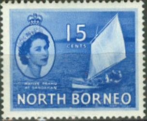 North Borneo # 268  15c Native Sail Boat (1) Unused VLH