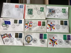 Europa 1959 European  postal covers  9  items Ref A2305