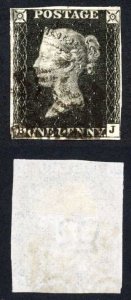 Penny Black (BJ) Plate 9 Fine Three margins