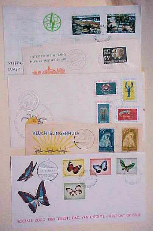 NETHERLANDS NEW GUINEA 5 DIFF. FDC 1960-192 CACHET UNADDRESSED