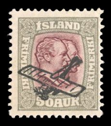 Iceland #C2 Cat$60, 1929 50a gray and violet, lightly hinged