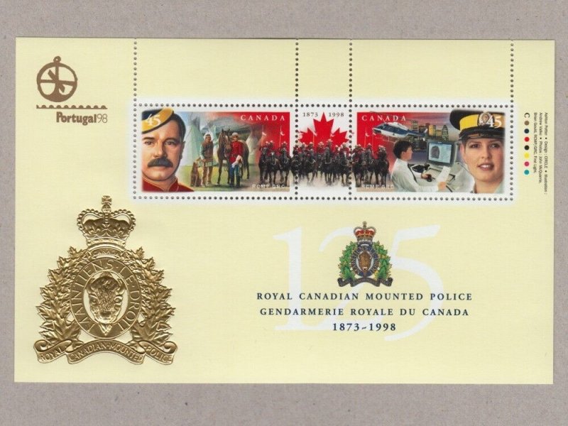 RCMP = POLICE = S/S w/ Portugal'98 EMBLEM OVPT Embossing Canada 1998 #1737d MNH