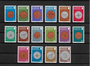 GUERNSEY 1979 COINS DEFINITIVE STAMP SET OF 16, SG177+, MNH