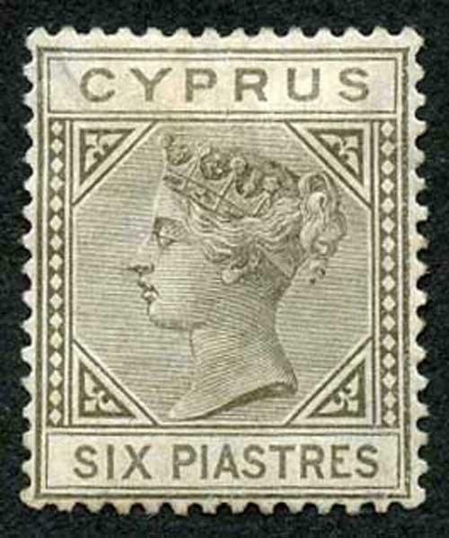 Cyprus SG15 6pi Olive-grey Wmk Crown CC M/Mint (part gum)