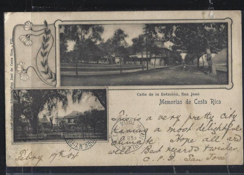 COSTA RICA  (PP2404B) 1904  2CX2  PPC  LIMON TO ENGLAND