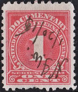 R207 1¢ Documentary Stamp (1914) Used