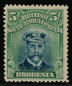 RHODESIA SG276 1913-9 5/= BLUE & PALE YELLOW-GREEN p14 HEAD DIE IIB MTD MINT