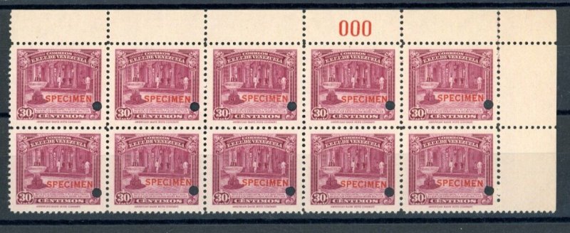 VENEZUELA Stamps 30c ABNCo *F10929* SPECIMEN 2 Blocks{8 & 10} Mint MNH ZU116