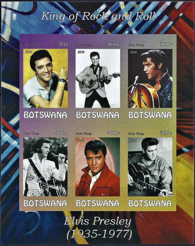 Botswana 2016 Elvis Presley mini souvenir sheet of 6 MNH Imperforate Musician