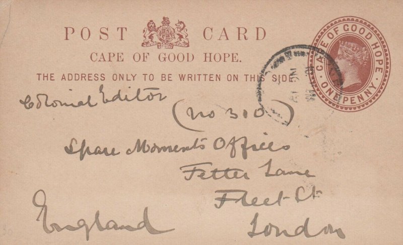 Cape of Good Hope Postal Card to London 1880s