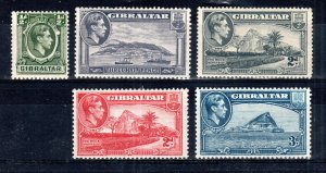 Gibraltar 1938-51 values to 3d  SG 121, 123b, 124c and 125b MH