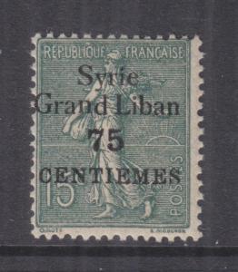 SYRIA, 1924 Syrie-Grand Liban, 75c. on 15c. Olive Green, lhm.