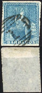 Barbados SG14 (1d) Pale Blue Pin Perf 14 Cat 150 pounds