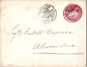 Egypt 5m Sphinx and Pyramid Envelope 1899 Boulac, Caire to Alexandria.  Tonin...