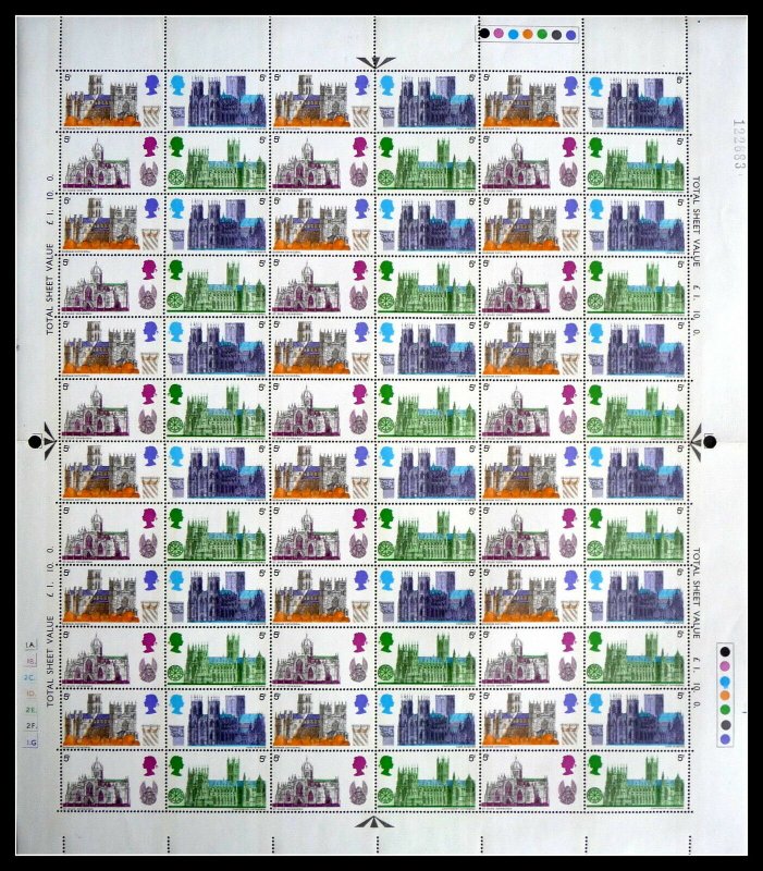 1969 Cathedrals set in FULL SHEETS UNMOUNTED MINT w/  4 x 5d sheets 